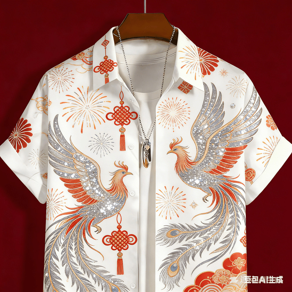 Lunar New Year Shirt Men shirt for Men Clothes Summer Casual short sleeve shirt Tops Outdoors Street wear 64a