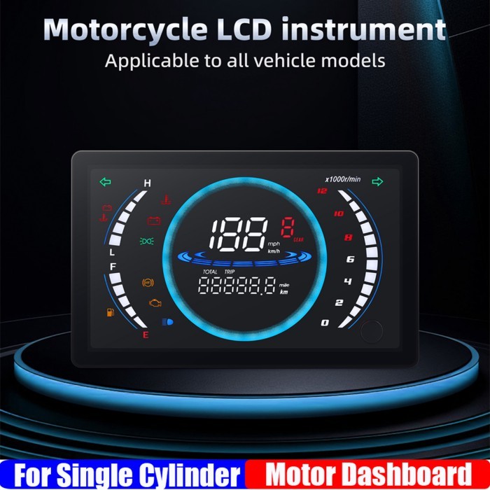 12V Universal LED Digital Motorcycle Speedometer RPM Motorcycle Dashboard With Temperature Gear 199