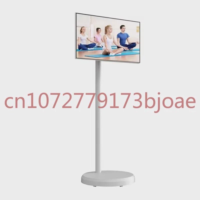 22-Inch TV On Wheels, 1080P Portable Screen Monitor, Android12, Full Swivel Rotation, Built-In Batt