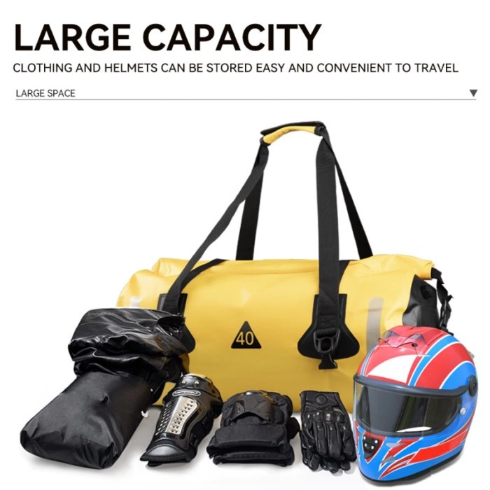 Universal Motorcycle Tank Bag Motorbike Tool Roll Saddle Bag Motor Tail Bag Yellow Black 40L 60L 80