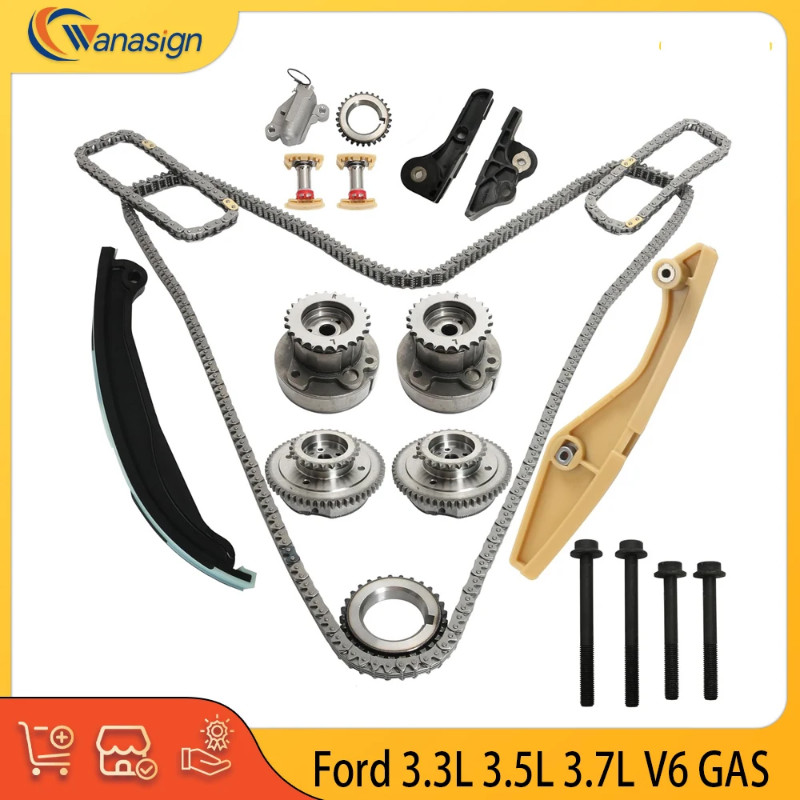 EngineTiming Chain Kit VVT Gear Fit 3.3 3.5 3.7 L V6 GAS For 11-19 Ford Expedition Edge F-150 Linco