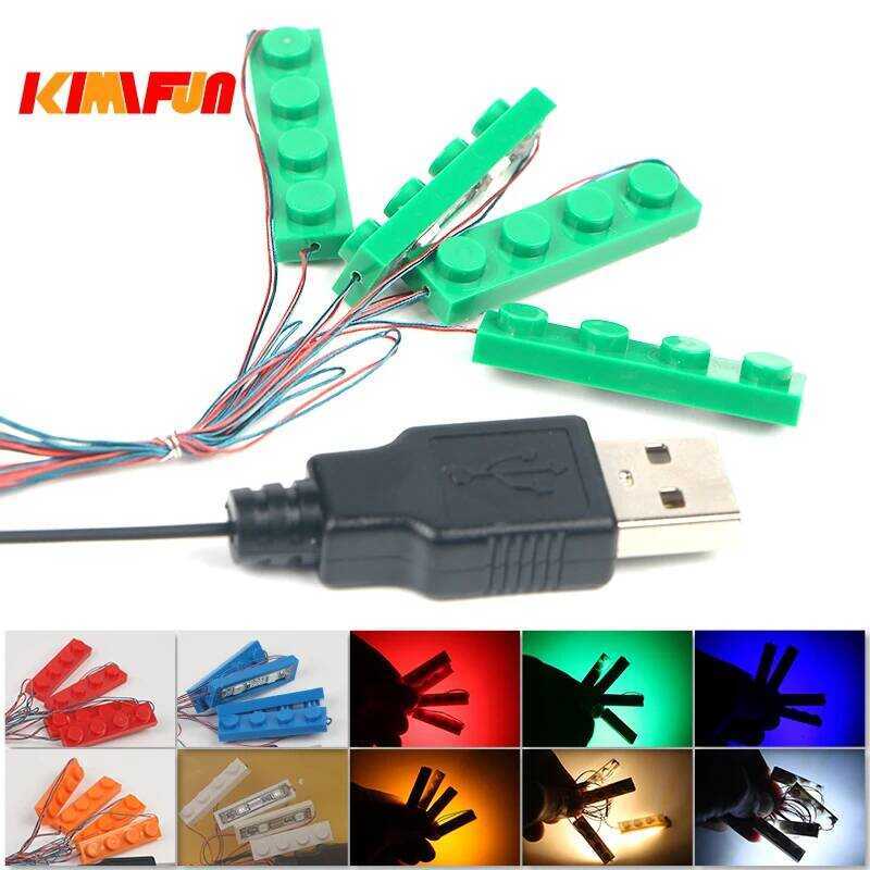C 2 Sets 4 In 1 Led Light Set Building Block City 1X4 Street Ceig Light Lamp Model Decoration USB H