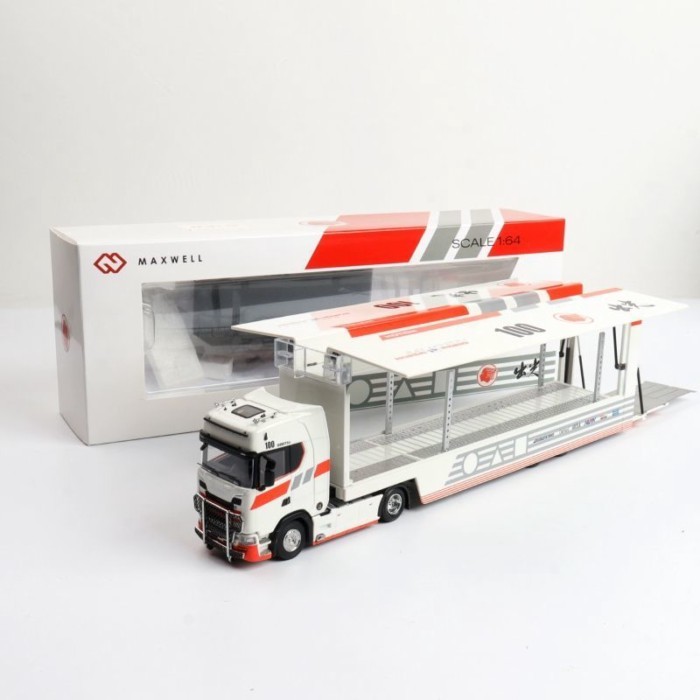Maxwell และวัตถุ 1: 64 Scania Scania S730 Alloy Double-Layer Transport Vehicle Model เคลือบเรืองแสง