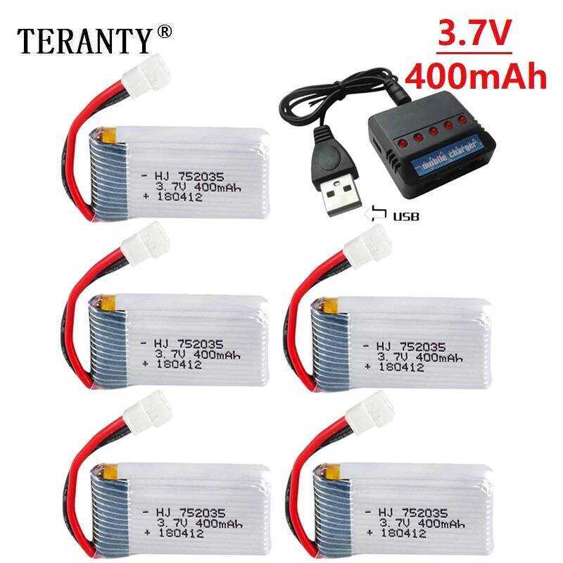 C 3.7V 400Mah 35C Lipo Battery And Battery Charger For X4 H107 H31 Ky101 E33c E33 U816a V252 H6c RC
