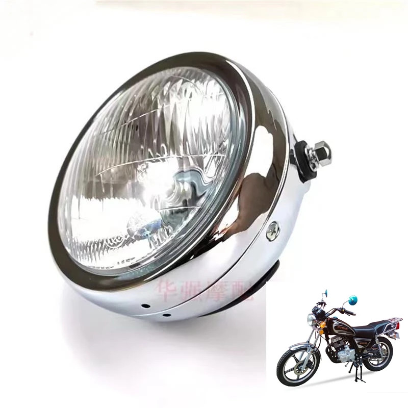 Motorcycle Chrome Metal Retro Halogen Front Headlight E mark For Suzuki GN 125 125cc GN125 GN150 12