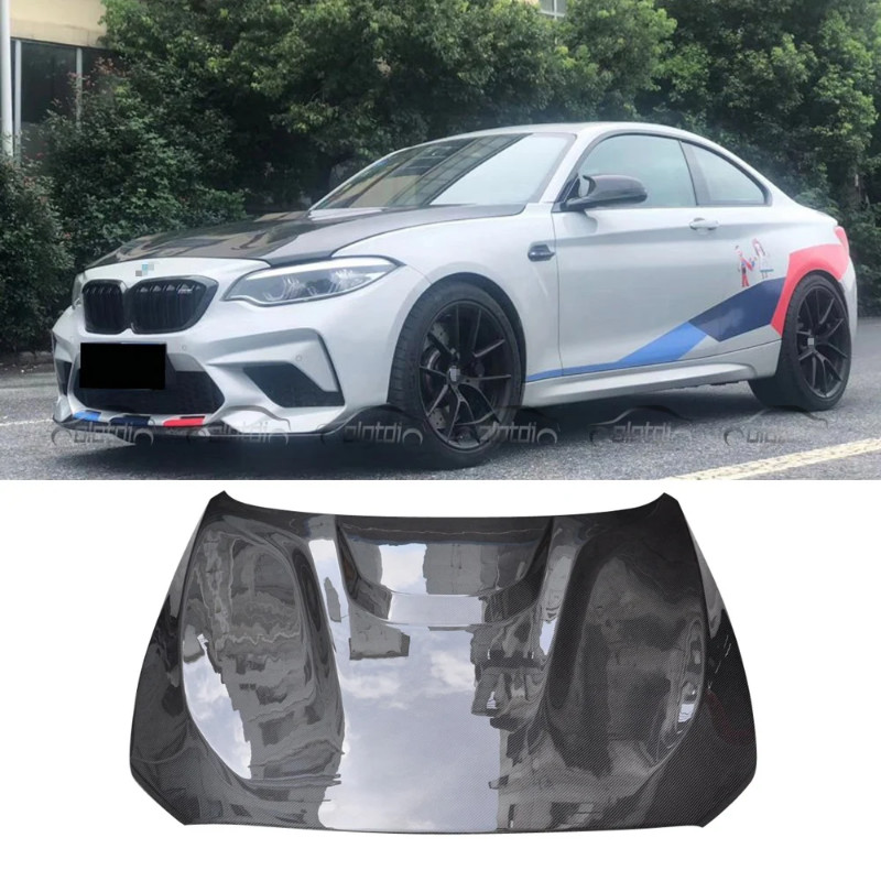 Real Carbon Fiber Front Engine Hood Cover Bonnet For BMW F87 M2 M2C Body Kit 2015-up Car Styling