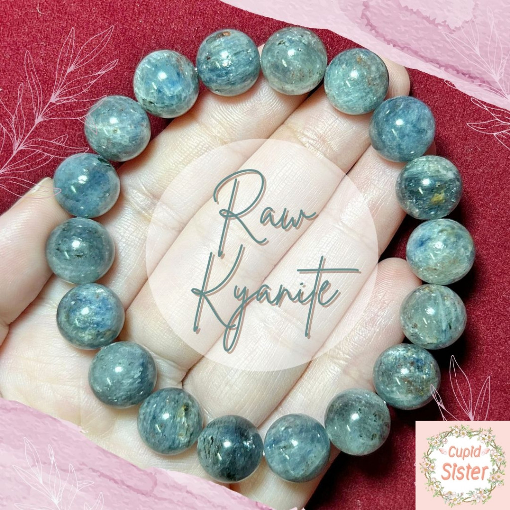 CupidSister สร้อยข้อมือหินไคยาไนต์ Kyanite ดิบสีธรรมชาติ เนื้อกึ่งใส สีโทนฟ้า หินผู้บริหาร หินปลดหน