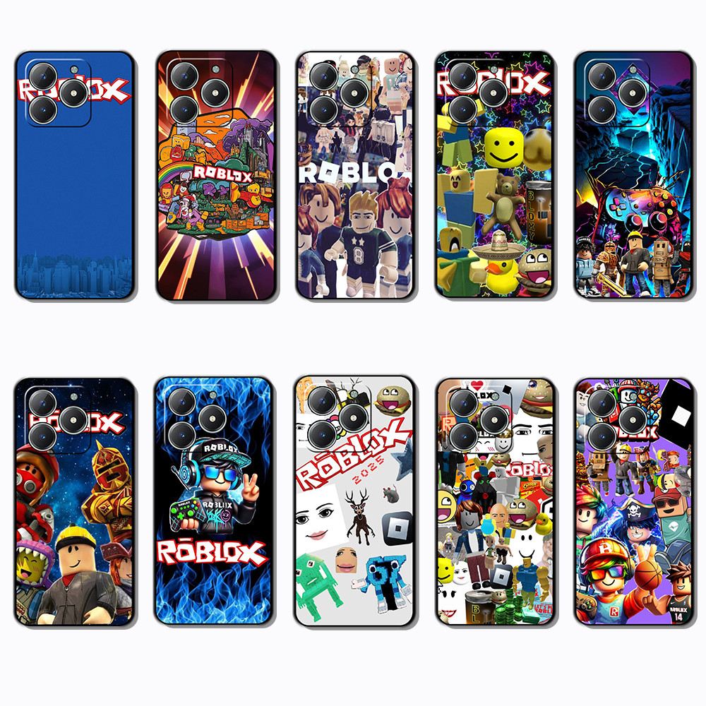 Realme Narzo 20 Pro 70X N65 20A GT2 GT Neo 2 3 3T Robloxเคสโทรศัพท์TPUขอบสีดํา | ยืดหยุ่น กันกระแทก 