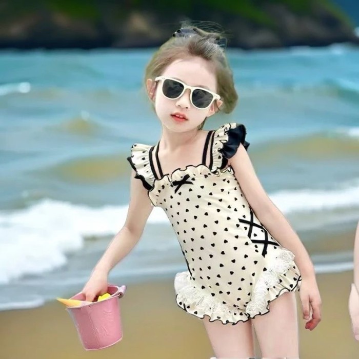 ชุดว่ายน้ำฤดูร้อน One Piece Girl ชุดว่ายน้ำฤดูร้อนสไตล์ใหม่ Sweet Bow Funky ชุดว่ายน้ำแห้งเร็วสำหรับสาว ๆ ว่ายน้ำเกม Water Wear