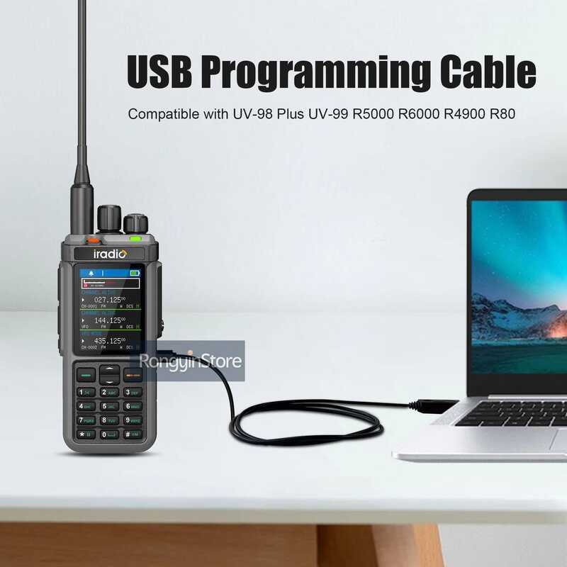 ▥ สายเคเบิลการเขียนโปรแกรม USB Type-C รองรับระบบ Windows Iradio Uv-98 PLUS Uv-99 R-5000 R-6000