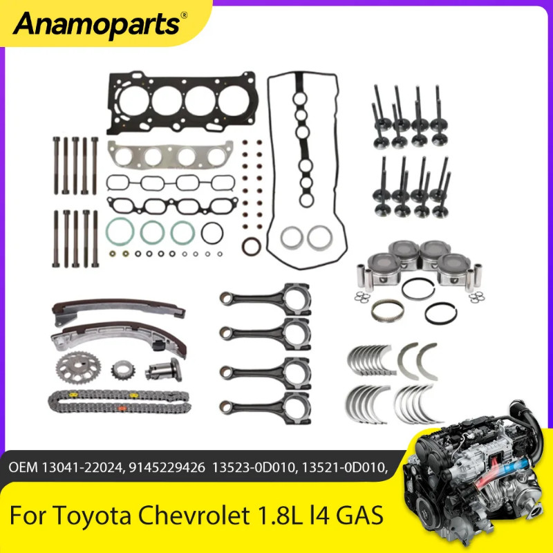 Engine Overhaul Gaskets Rebuild Full Gasket Set Head Bolts Kit Fit 1.8 L L4 GAS 1ZZ-FE For 98-08 To