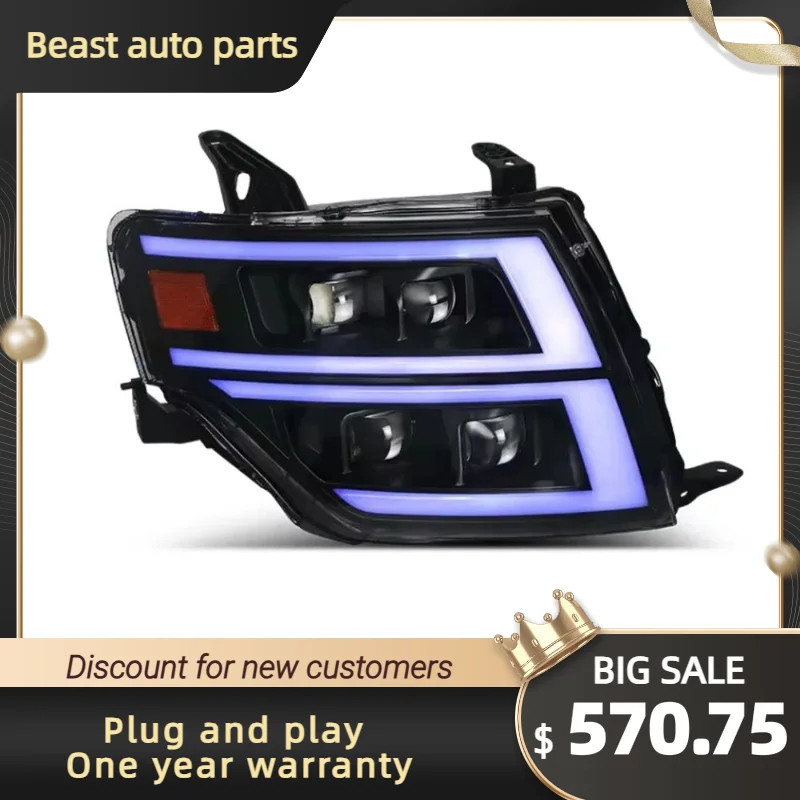 For Mitsubishi Pajero V97 V93 LED Headlamp Assembly, Plug and Play, Full LED with Streamer & Daytim