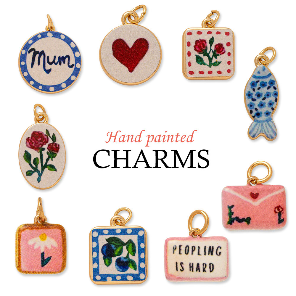 Y2K น่ารักการ์ตูนมือวาดจี้ผู้หญิงดอกไม้หัวใจปลา Charm สร้อยข้อมือสร้อยคอ DIY ทําอุปกรณ์เสริม Whoelesale