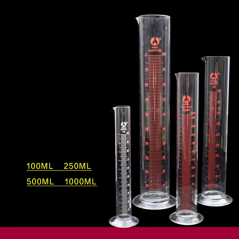 Glass Graduated Cylinder Straight Measuring Cup 100ml 250ml 500ml 1000ml