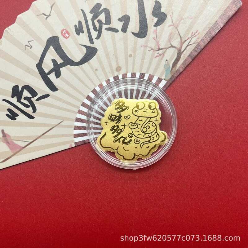 Pure Gold 999 สติ๊กเกอร์โทรศัพท์มือถือ Zodiac Dragon Ma Ox Snake Photo Gold Piece ของขวัญของที่ระลึก