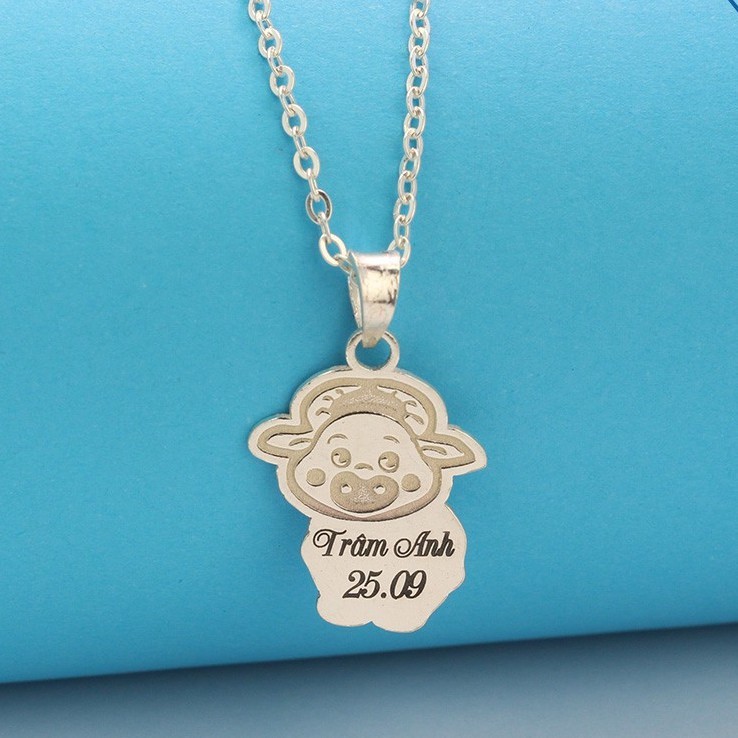 สร้อยคอเงินสําหรับเด็กชายและเด็กหญิงสลักชื่อควาย DCT0037 - TNJ Jewelry
