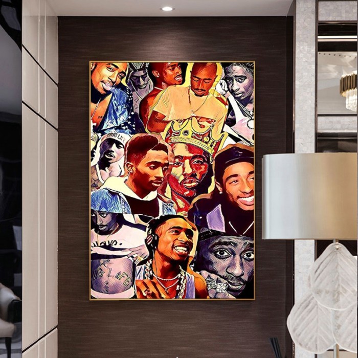 Tupac 2pac นักร้อง Portrait Art ภาพวาดผ้าใบภาพจิตรกรรมฝาผนังโปสเตอร์ Wall Art ห้องนอนห้องนั่งเล่นโมเ