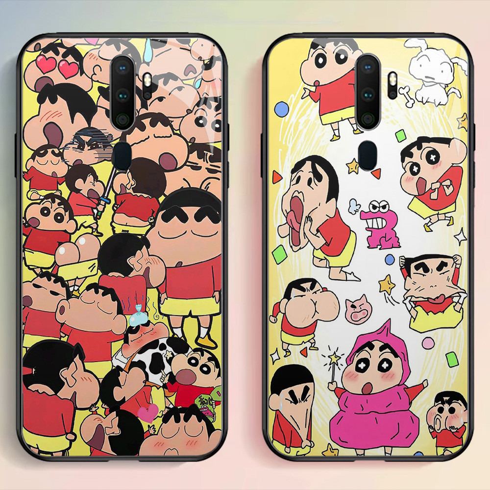G-66 Crayon Shinchan HD Glass Casing สําหรับ OPPO Reno F17 2Z 12F A9 F11 A5 2F 2020 Pro Case