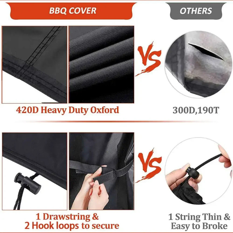 Black Outdoor Waterproof BBQ Cover BBQ Accessories Grill Cover Anti Dust Rain Gas Charcoal Electric