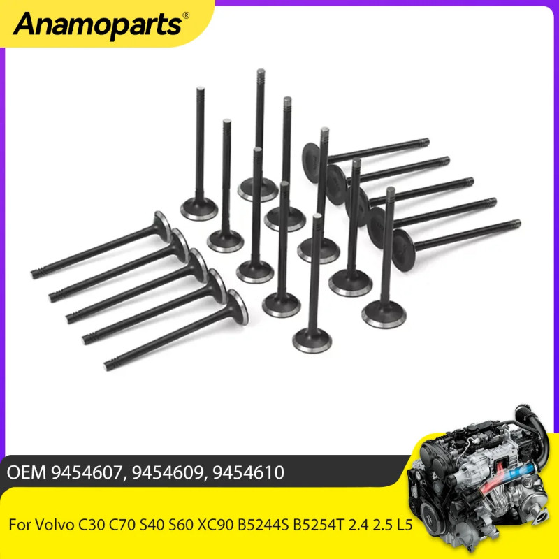 Engine Parts Intake Exhaust Valves Set Fit 2.4 2.5 L GAS For Volvo C30 C70 S40 S60 XC90 2.4L 2.5L L
