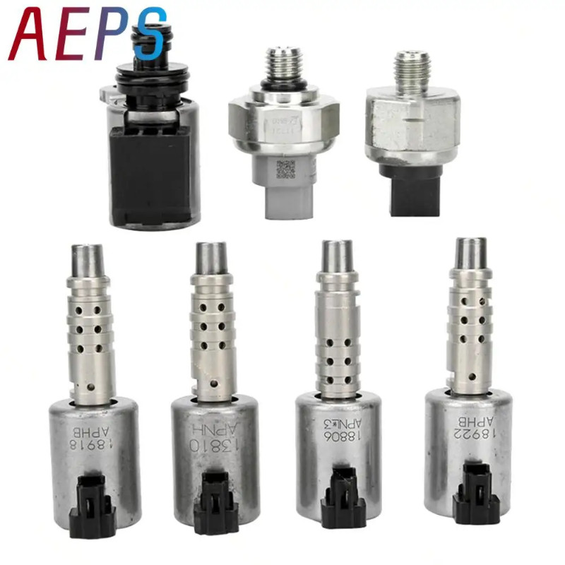 7Pcs RE0F10D JF016E JF017E CVT8 Transmission Solenoids Kit w/ Pressure Sensor