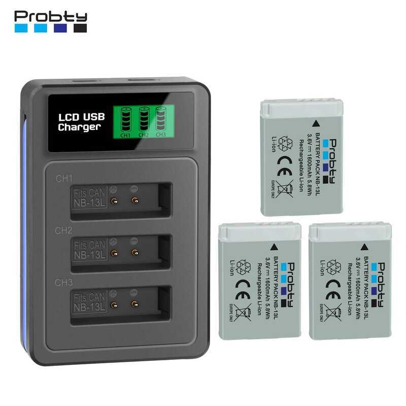 C -13L 13L -13Lh 1600Mah Battery And LCD 3 Slot Charger For Canon Powershot G5x G7x GX G7 X Mark II