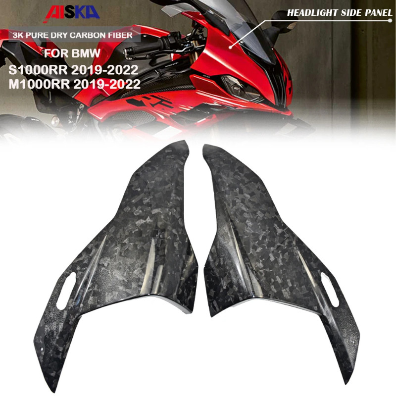 3K Pure Dry Carbon Fiber Motorcycle Headlight Lampshade Side Panel Front Fairing For BMW S1000RR M1
