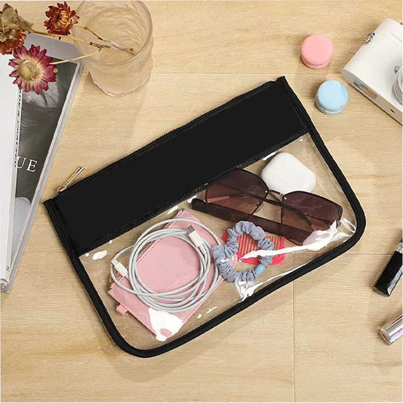 กันน้ําใสพีวีซีแบบพกพาถุงขนมกระเป๋าเครื่องสําอางความจุขนาดใหญ่มัลติฟังก์ชั่ล้างกระเป๋าใส่เหรียญ TEMU