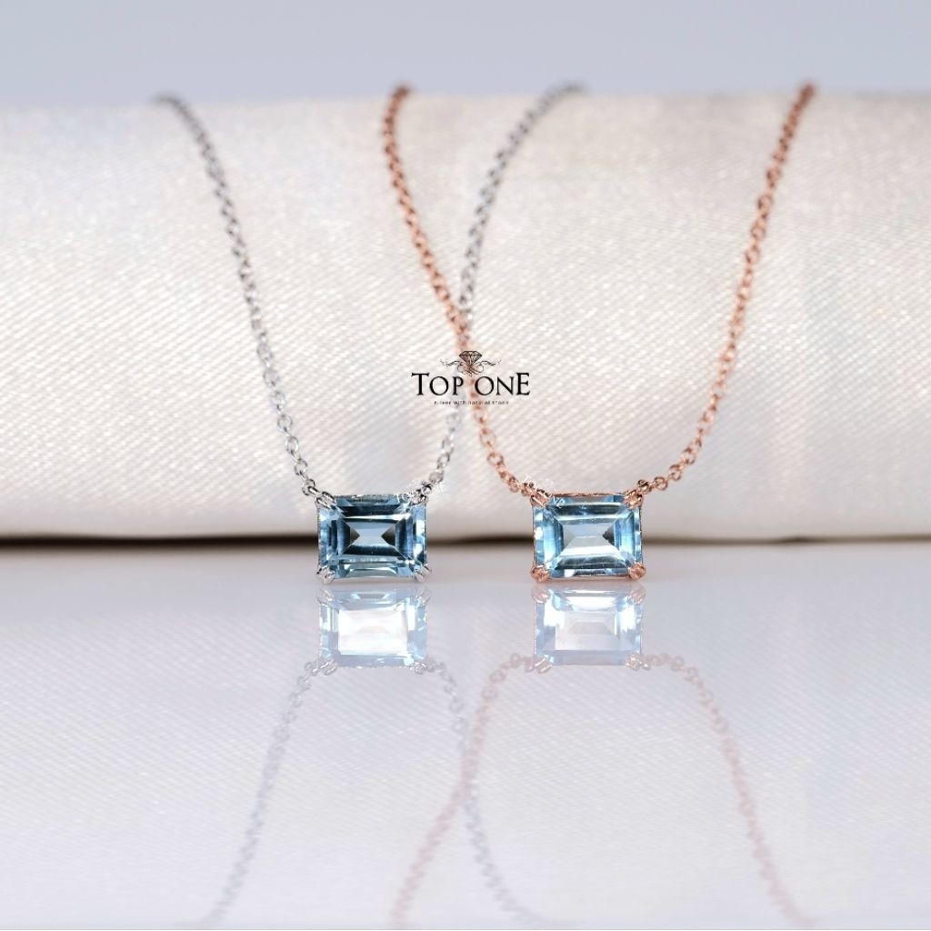 Top1jewelry สร้อยคอพลอยแท้ 1.8-2cts. Blue Topaz Amethyst Citrine Prasiolite Garnet เงินแท้