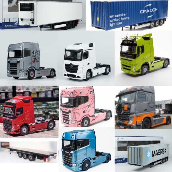 คลังสินค้าพร้อมบางส่วน SOLIDO 1: 24 Mercedes-Benz Scania MAN Volvo Trailer Container Masky Car Model