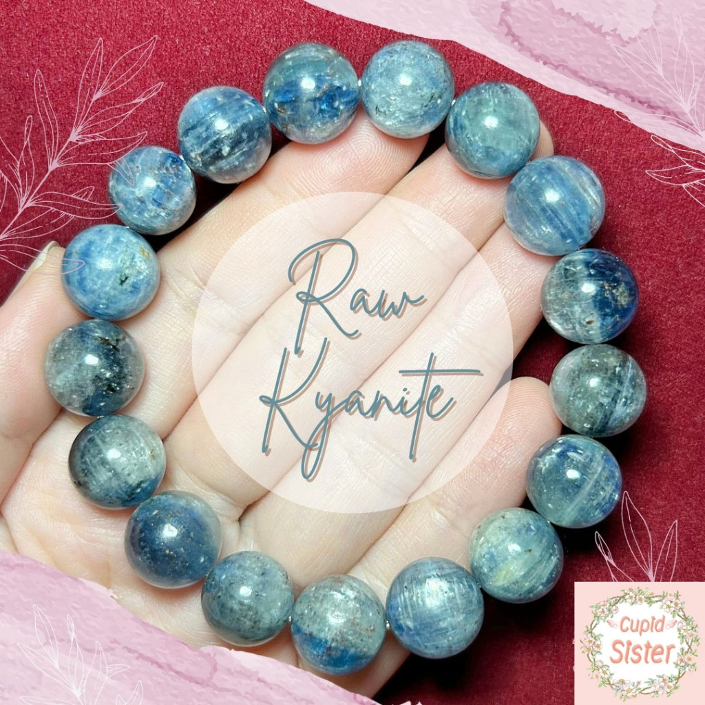 CupidSister สร้อยข้อมือหินไคยาไนต์ Kyanite ดิบสีธรรมชาติ เนื้อกึ่งใสสีสวย หินผู้บริหาร หินปลดหนี้
