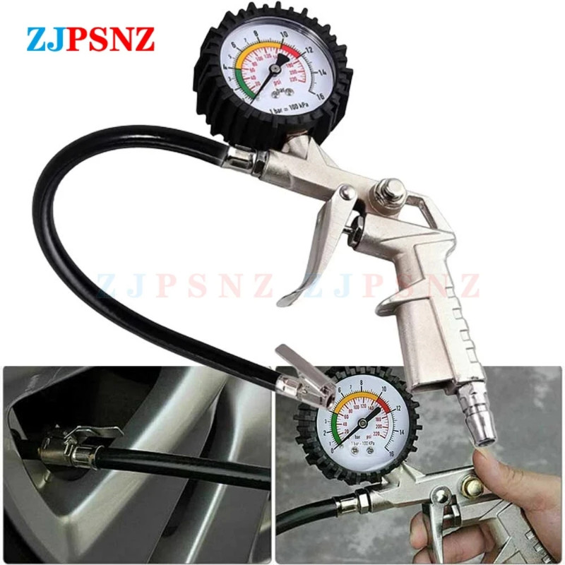 0-220/0-16BarPsi Car Tire Pressure Gauge Pressure Gun Type For Air Compressor Auto Motorcycle SUV I