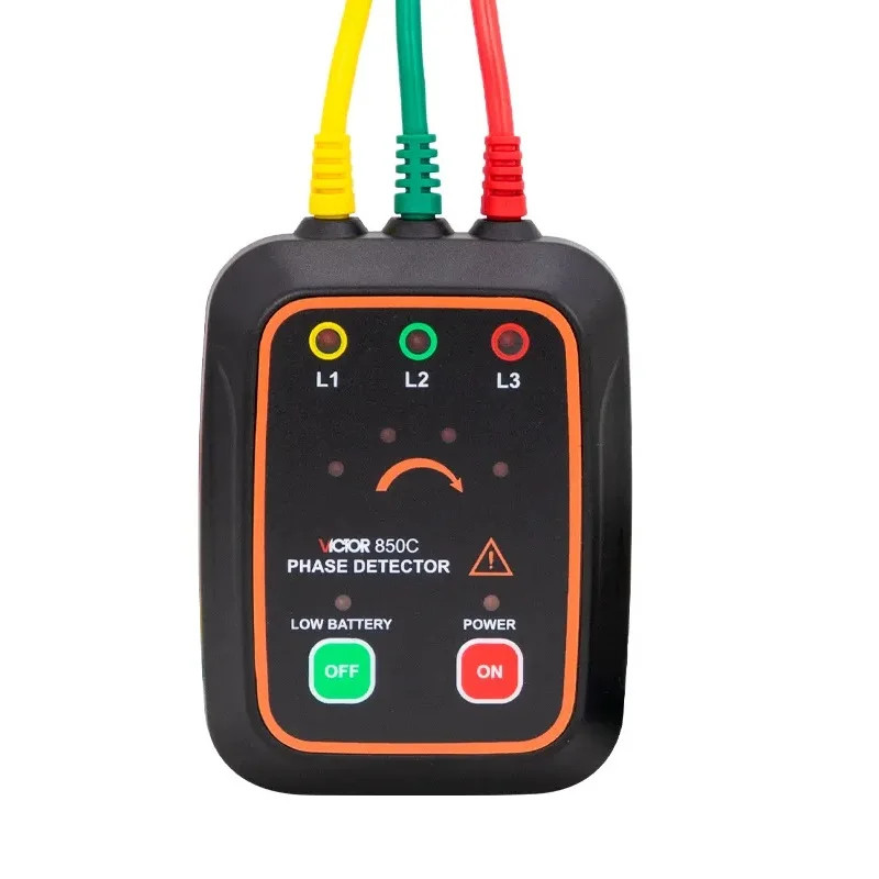 VICTOR 850C Non Contact Phase Sequence Rotation Tester LED Buzzer Indicator Detector Checker Meter