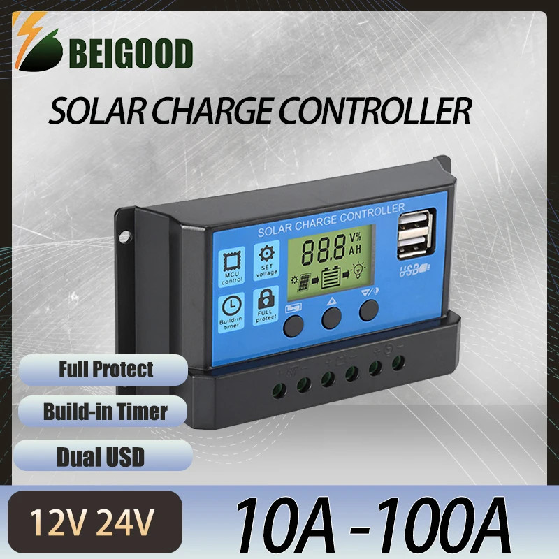 12V 24V 60A 80A MPPT Solar Charge Discharge Controller PV Solar Panel Regulator For Lifepo4 Lithium