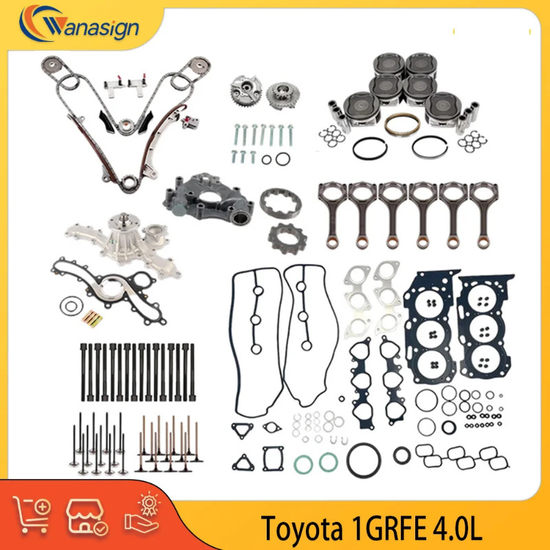 Engine Rebuild Timing Chain Piston Ring Kit Full Gasket Set Fit 4.0 L T 1GR-FE For 03-15 Toyota 4RU