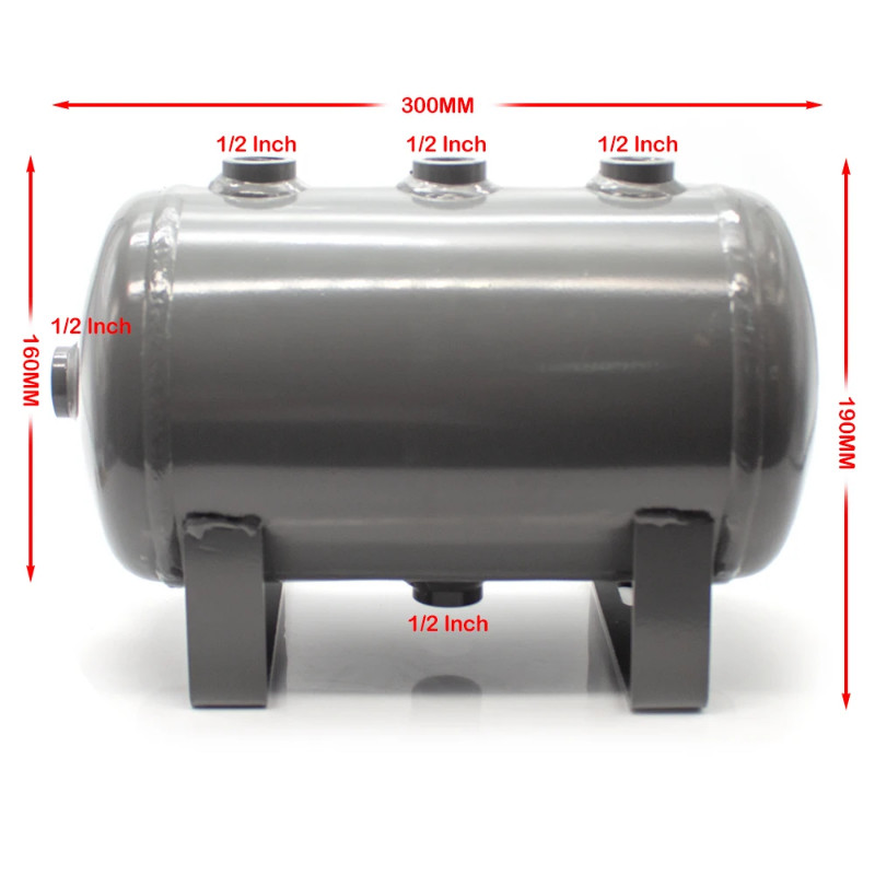5L Horizontal Carbon Steel Air Storage Tank Air Compressor Air Pump Pressure Tank Vacuum Storage Cy