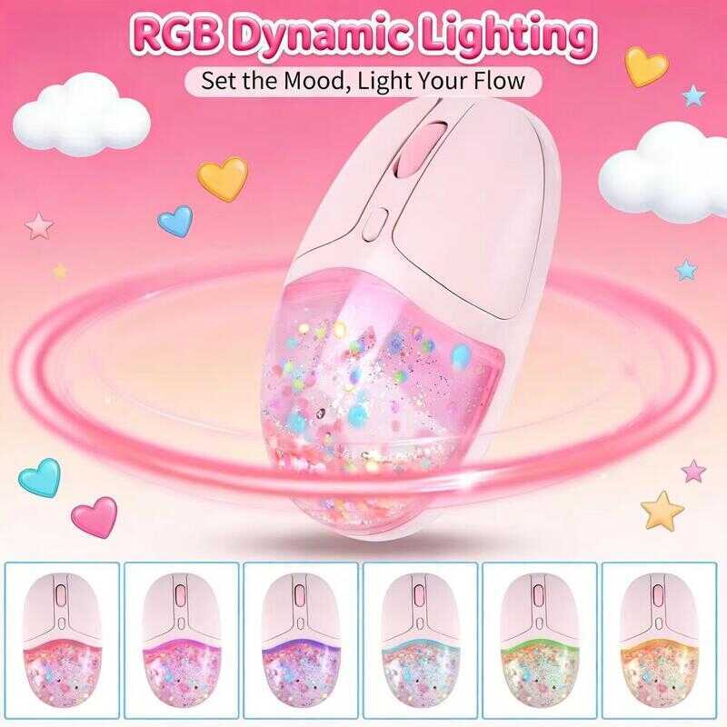 เมาส์ไร้สาย เมาส์ทรายไหล Tri-Mode Bluetooth 2.4Ghz Silent Optical Ergonomic Creative Cartoon Design เมาส์สําหรับเล่นเกมพีซีแบบชาร์จไฟได้