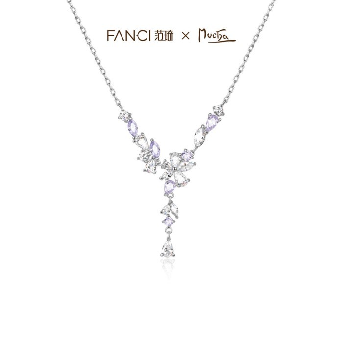 Fanci Fanxi Fanci Wisteria Flower Series Wisteria Flower Bloom Necklace Clavicle Chain ของขวัญวันเก