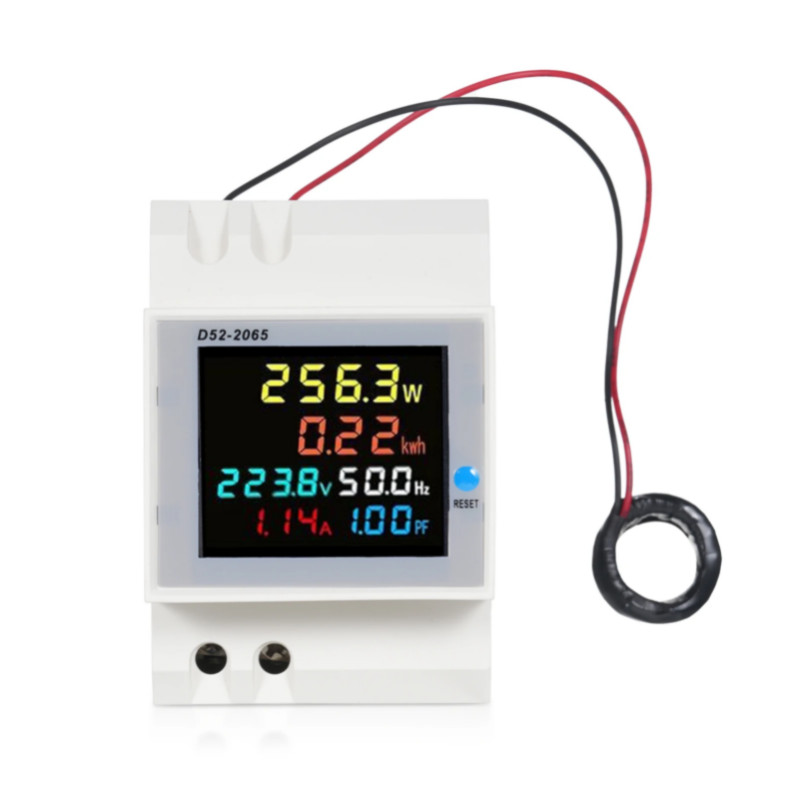 D52-2065/D52-2066 6-in-1 Digital Single Phase Energy Meter Tester Din Rail AC Monitor Voltage Curre