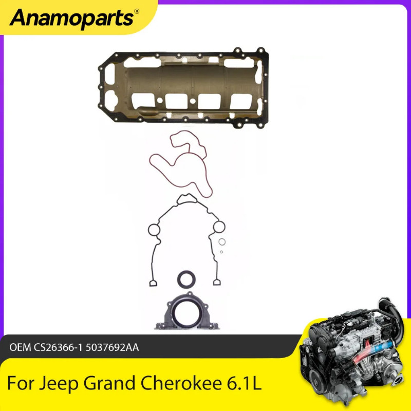 Engine Parts Conversion Oil Pan Gasket Set Fit 6.1 L For 06-10 Jeep Grand Cherokee 6.1L V8 GAS 5037