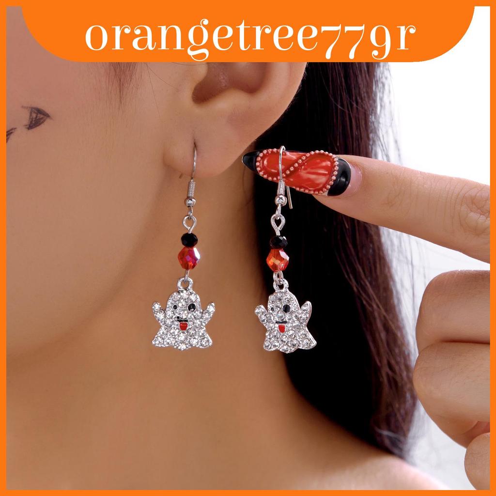 ต่างหูโลหะผสม Halloween ออกแบบเป็น Ghost Skull Spider Web สำหรับวัยรุ่นและผู้ใหญ่