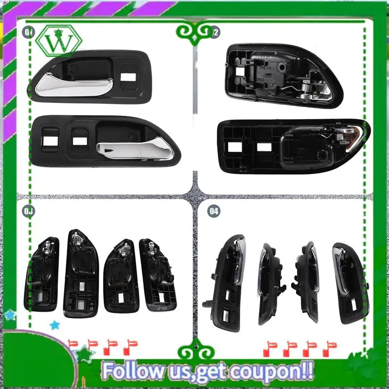 AC34-Car Door Handles Chrome Interior Inside Inner Front Rear Driver Passenger Side For Honda Accor
