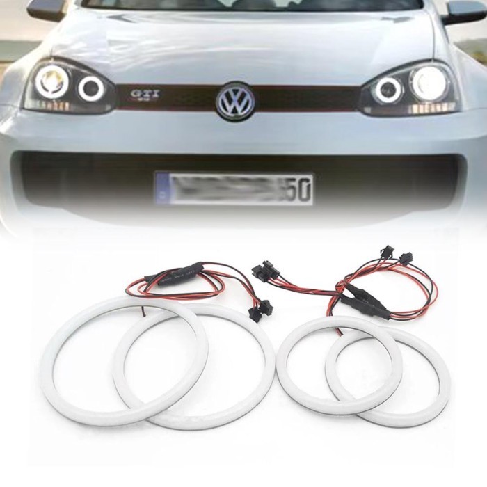 4x LED Angel Eyes Headlight For VW Volkswagen Golf MK4 1J 1997-2004 Golf MK5 1K 2004-2009 R32 GTI H