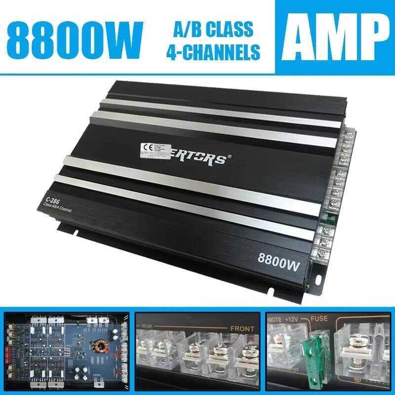 C Class AB Car Audio Upgrade Power Amplifier 4 Channel 12V 8800W Power Stereo Amplifie Audio Speake
