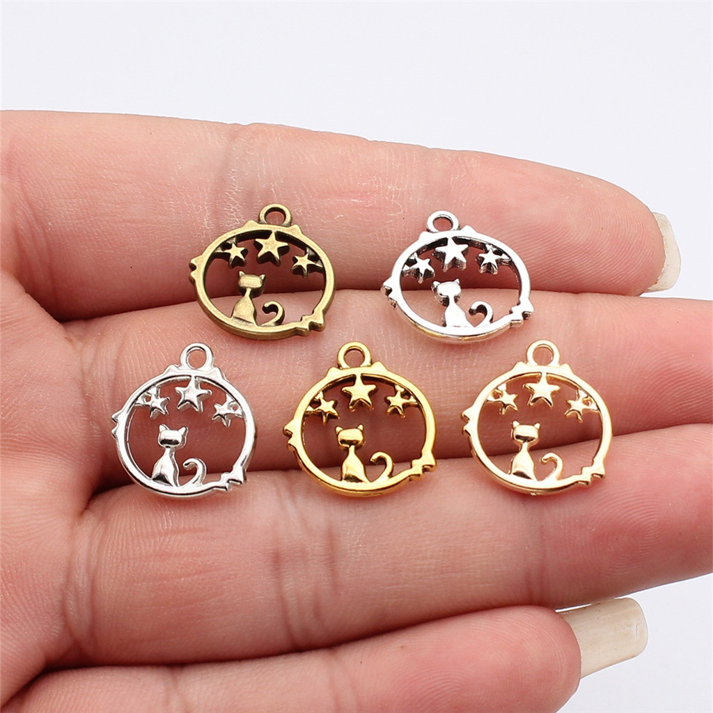 Five-Pointed Star Amulet Charm Antique Bronze Silver Zinc Alloy เครื่องประดับทําอุปกรณ์หัตถกรรมลูกปัด Charms