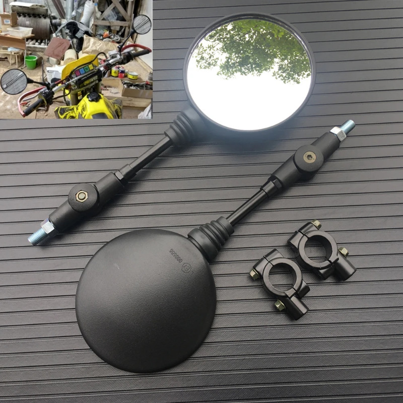 Foldable Motorcycle Rearview Mirror Round 10MM Scooter E-Bike Rear View Mirrors Back Side Convex Mi