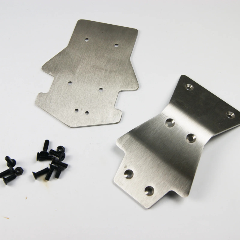 Front Rear Extra Large Stainless Steel Skid Plates Bumper Kit Protector for LOSI 5T KM X2 Rovan LT