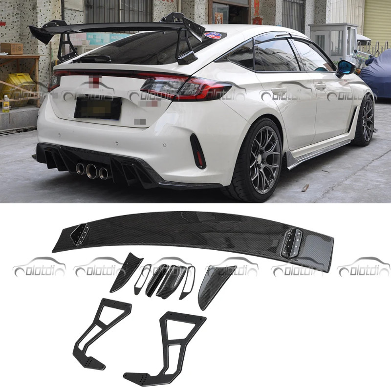 For Honda Civic FL5 TYPE R Spoon Carbon Fiber Rear Trunk Spoiler Wings Boot Lip 2022-2023 Auto Tuni