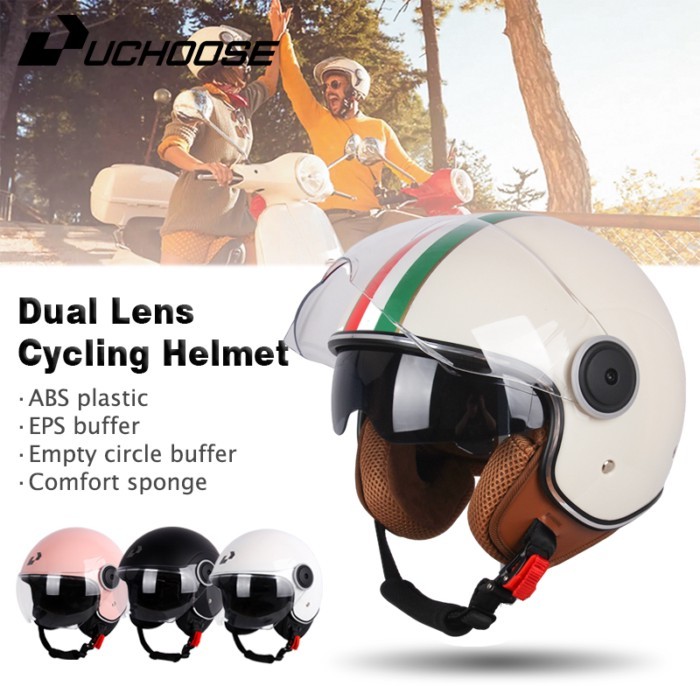 Uchoose DOT certification Protective helmet Dual Lens Vintage Helmets Four Seasons Racing Half Helm