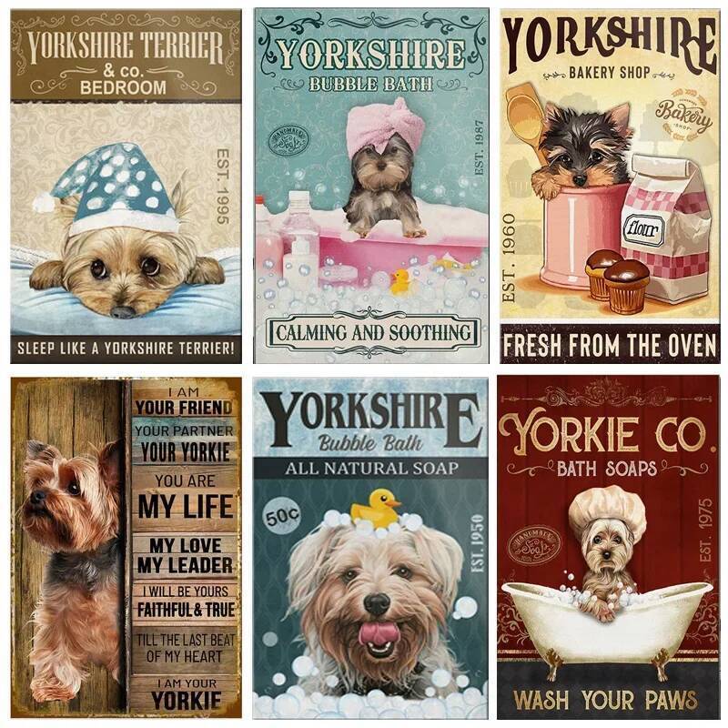 Yorkshire Terrier Dog I Am Your Friend Your Partner Your Yorkie ป้ายดีบุกศิลปะโลหะตกแต่งผนังแผงผนัง 
